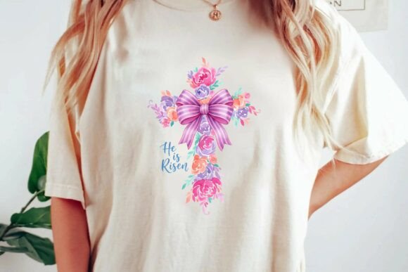 Beautiful Easter Design: Watercolor Floral Cross PNG