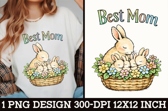 Cute Best Mom Bunny T-Shirt Design: A Whimsical Asset for Creators