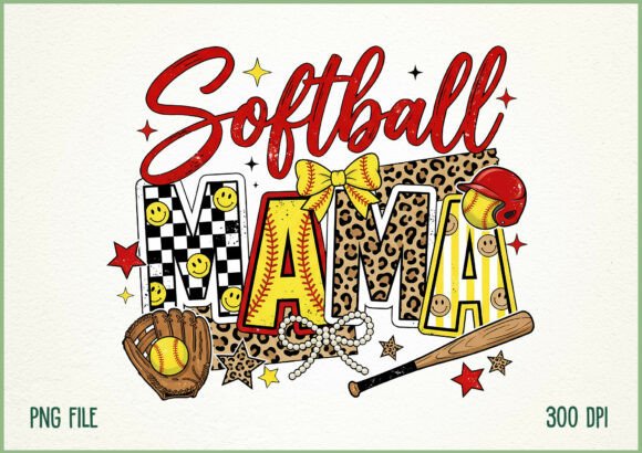 Cute Softball Mama Mom Bow Design: A Perfect Blend of Sporty and Sweet
