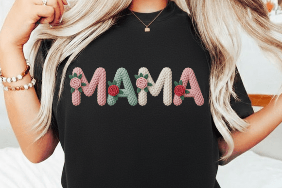 Knitted Floral Mama PNG Design: Cozy Charm for Your Projects